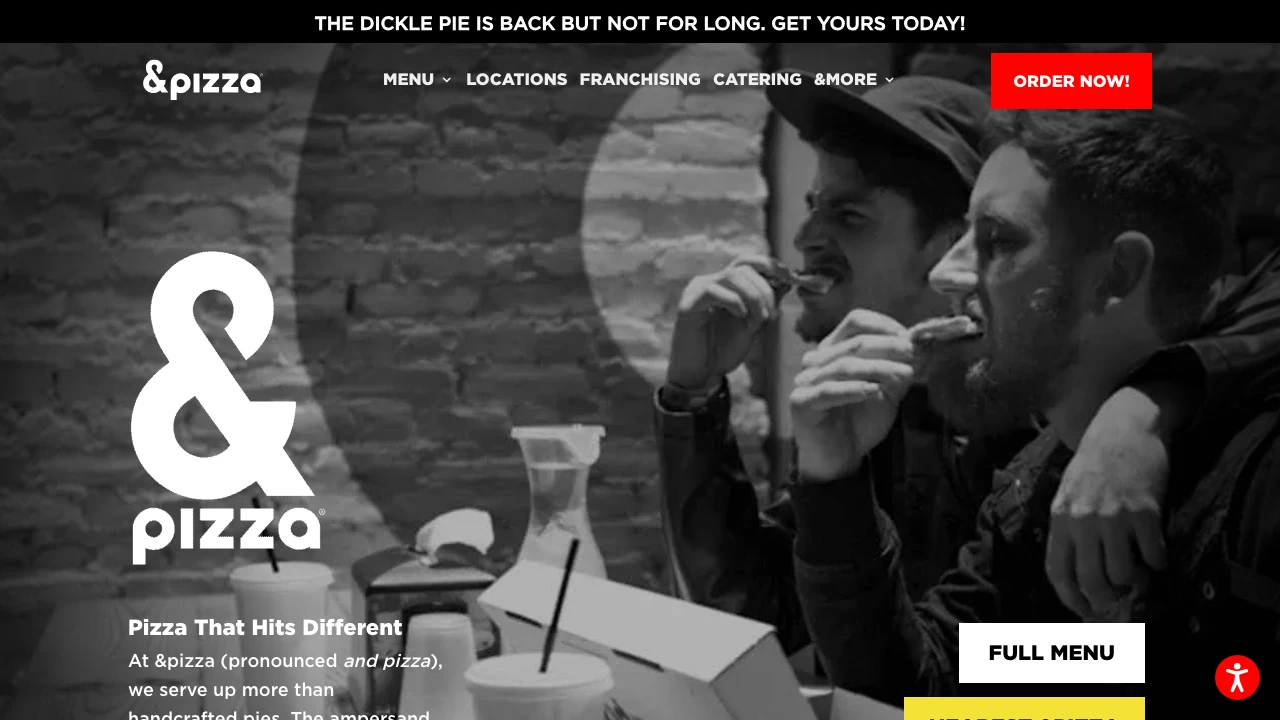 Screenshot of &pizza website