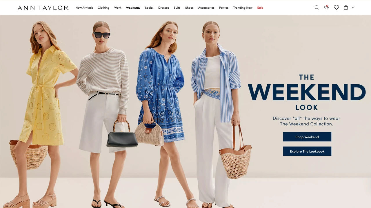 Screenshot of Ann Taylor website