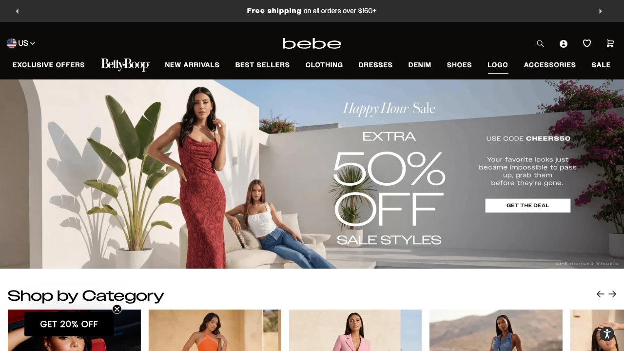 Screenshot of Bebe website