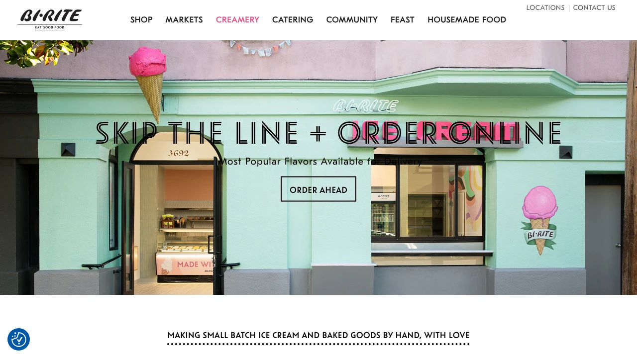 Screenshot of Bi-Rite Creamery website