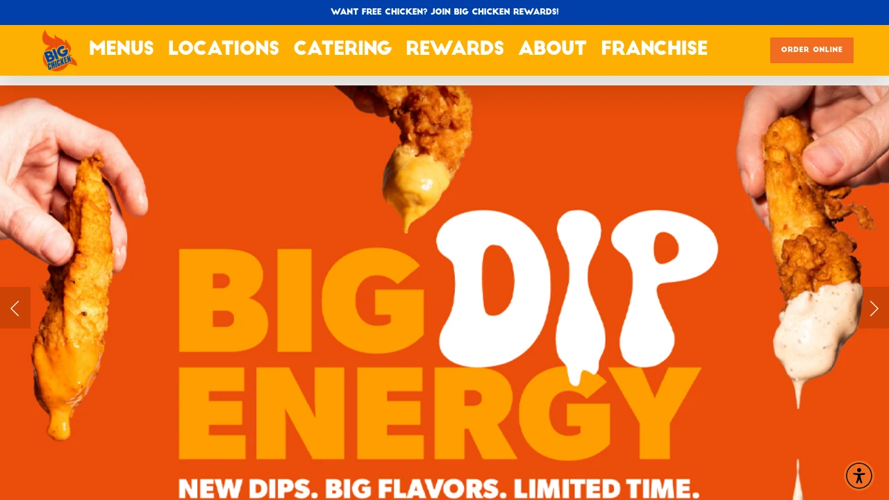 Screenshot of Big Chicken website