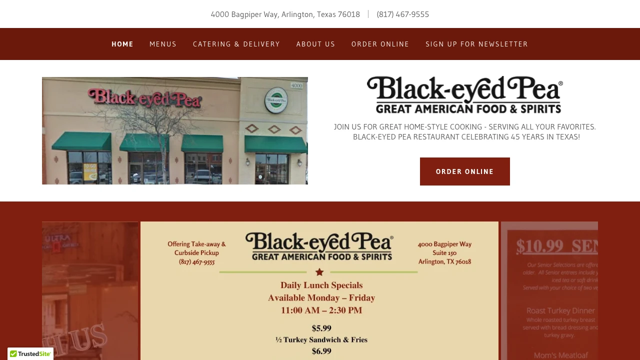 Screenshot of Black-Eyed Pea website