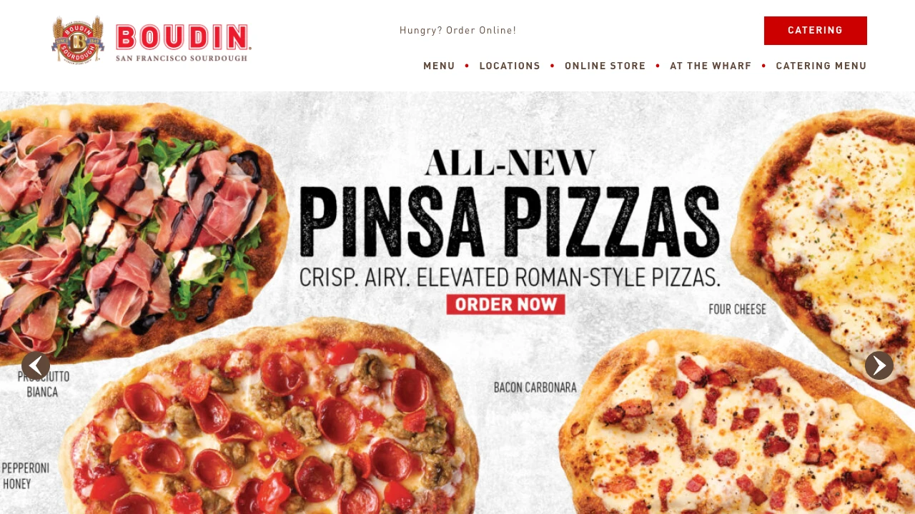 Screenshot of Boudin Bakery website