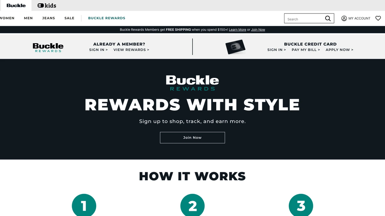 Screenshot of Buckle website