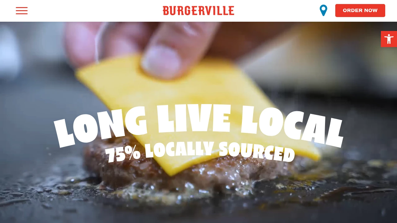 Screenshot of Burgerville website