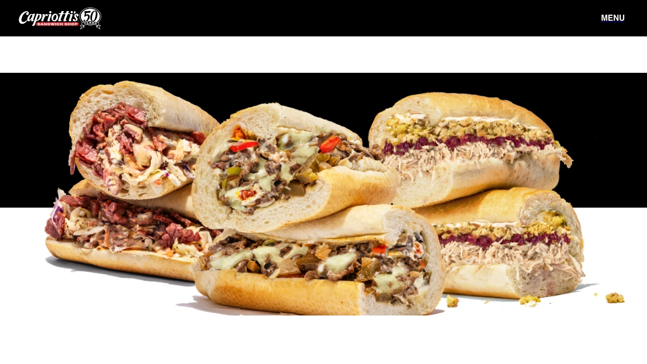 Screenshot of Capriotti's Sandwich Shop website