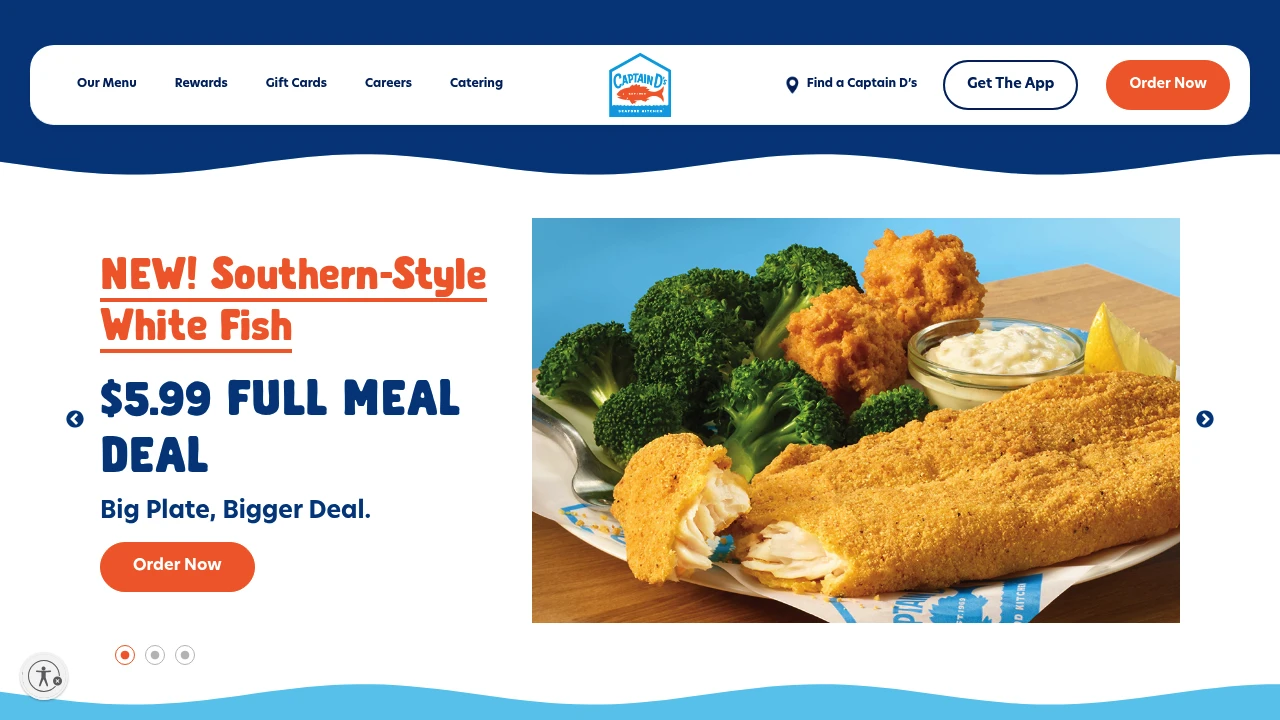Screenshot of Captain D's website