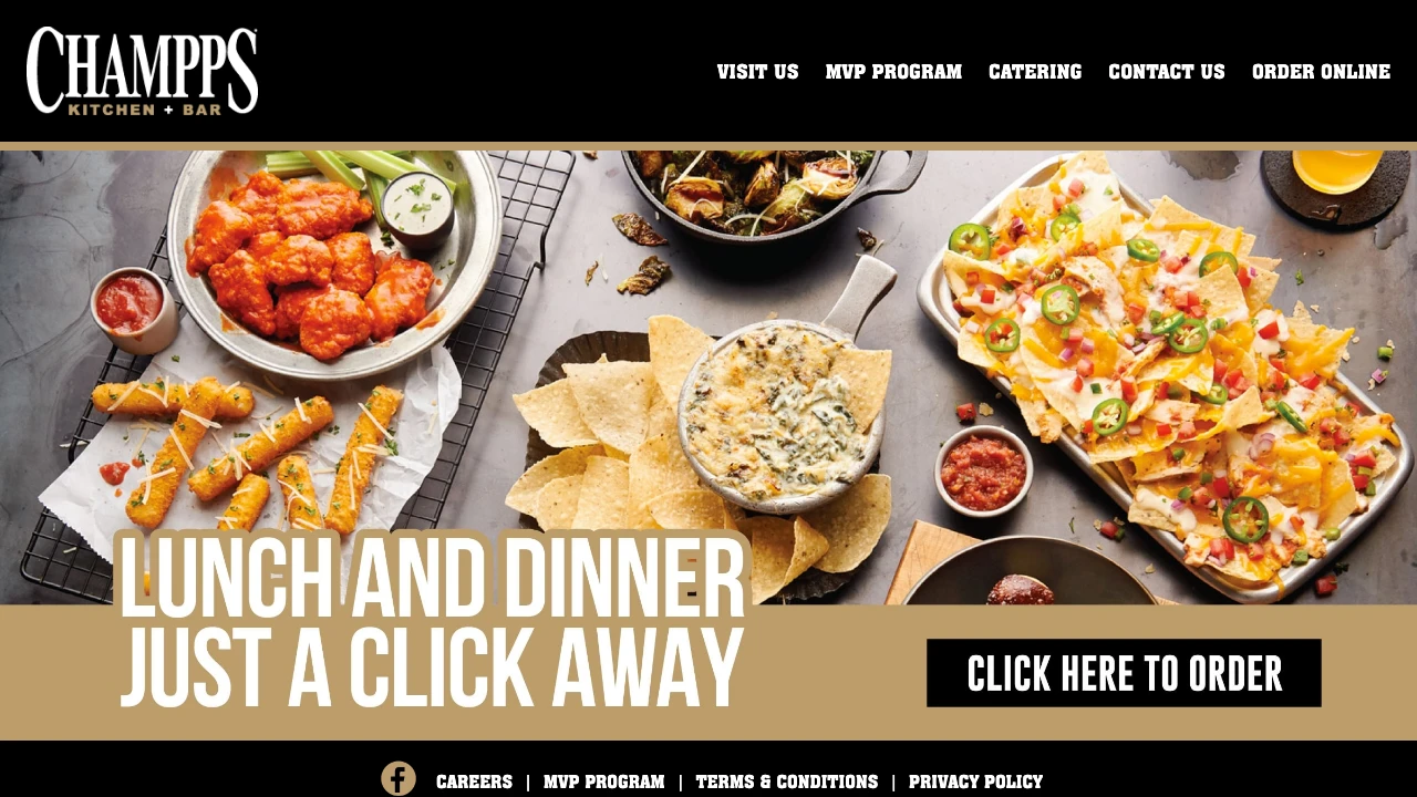 Screenshot of Champps website