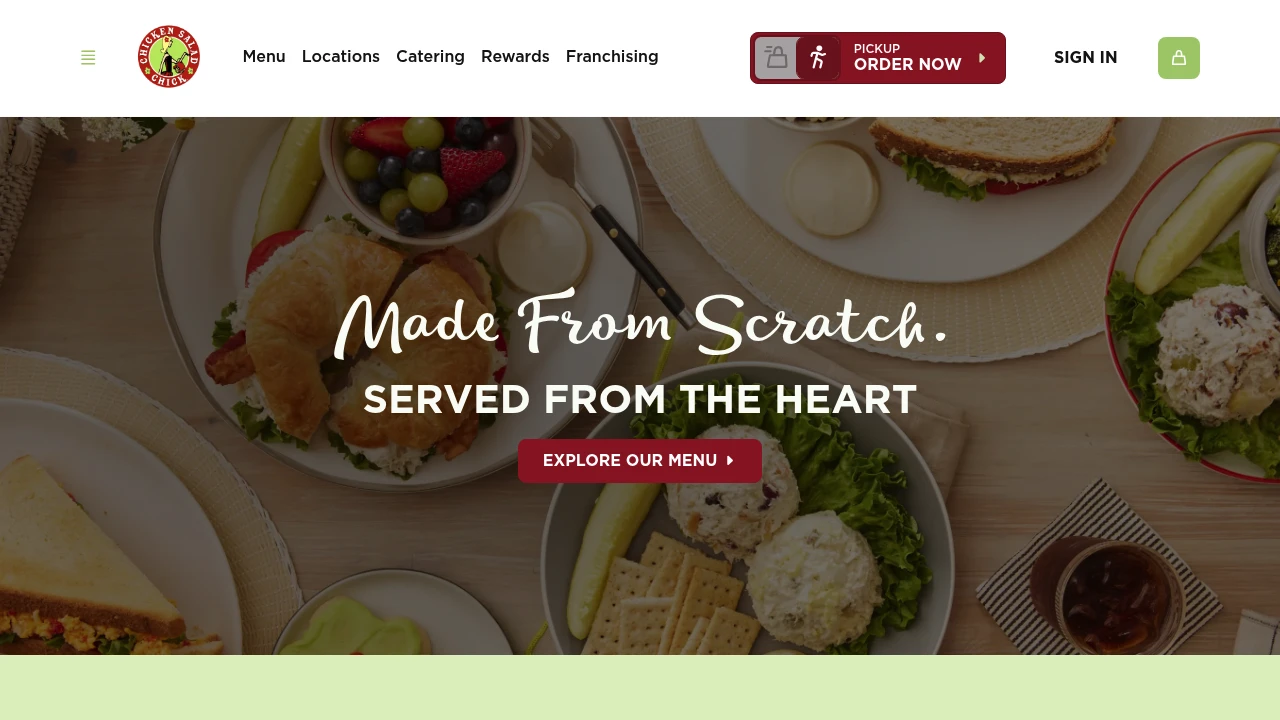 Screenshot of Chicken Salad Chick website