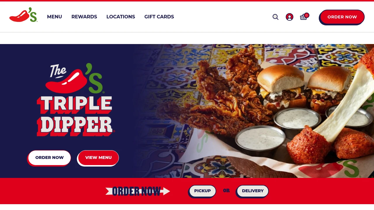 Screenshot of Chili's website