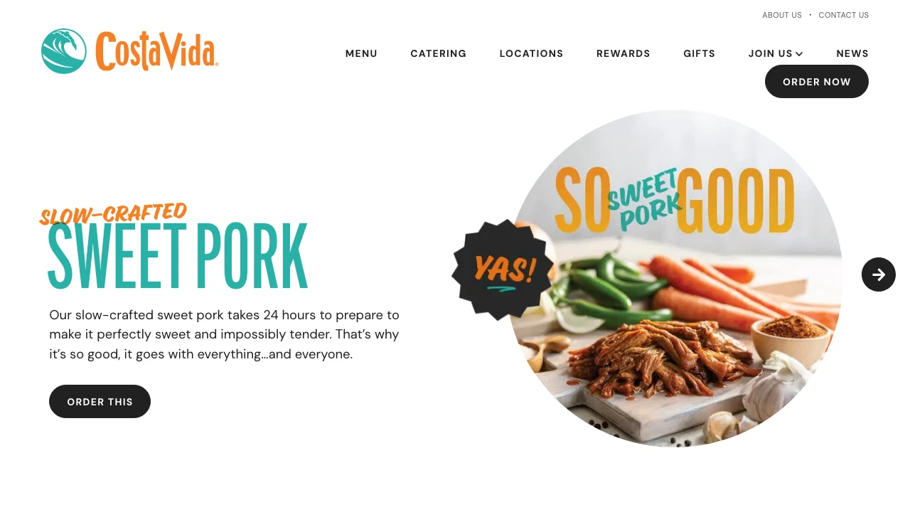 Screenshot of Costa Vida website