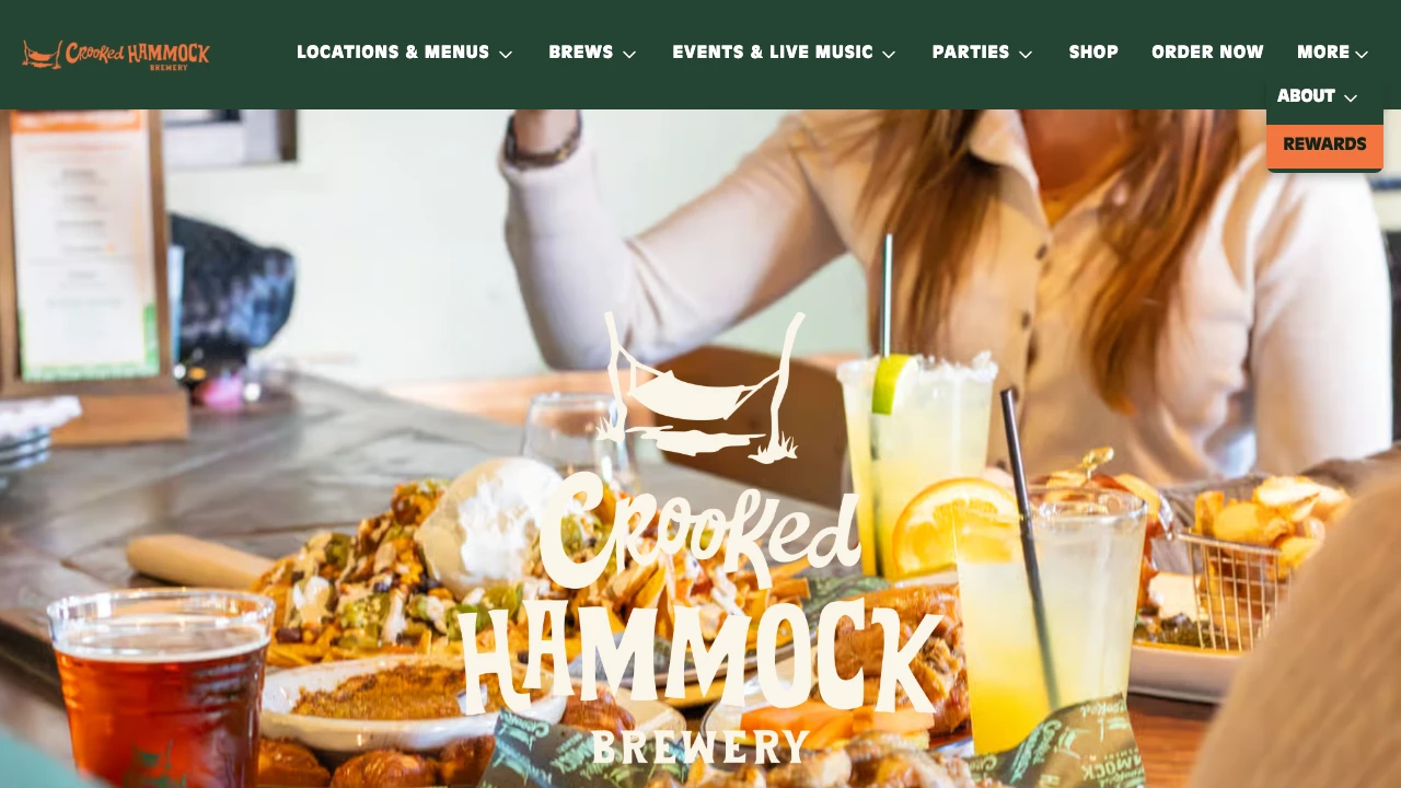 Screenshot of Crooked Hammock Brewery website