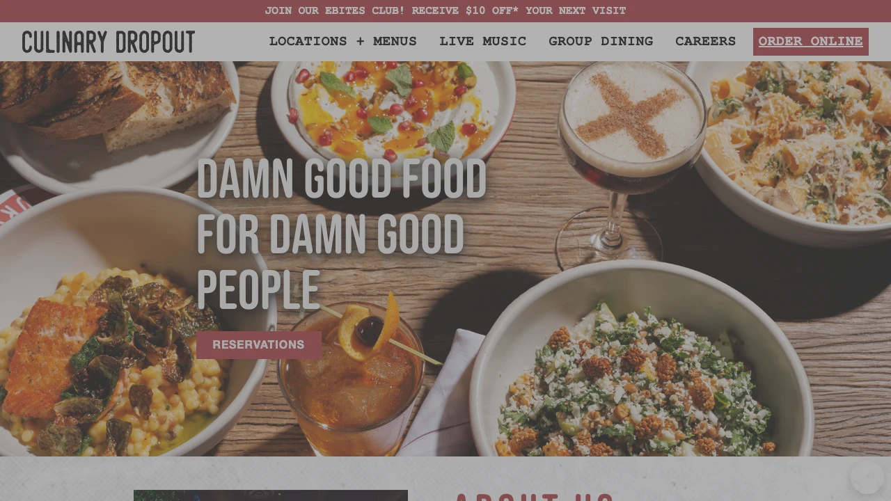 Screenshot of Culinary Dropout website