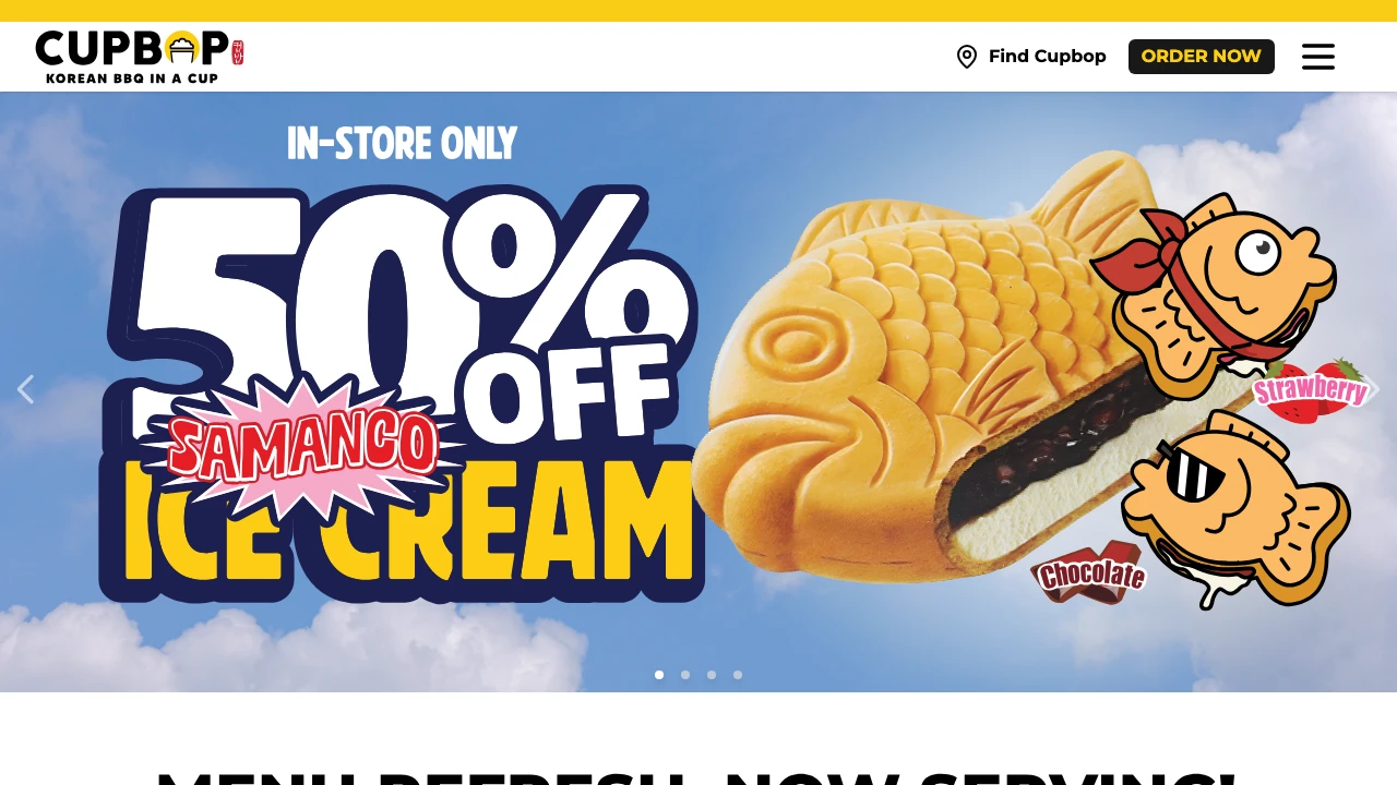 Screenshot of Cupbop website