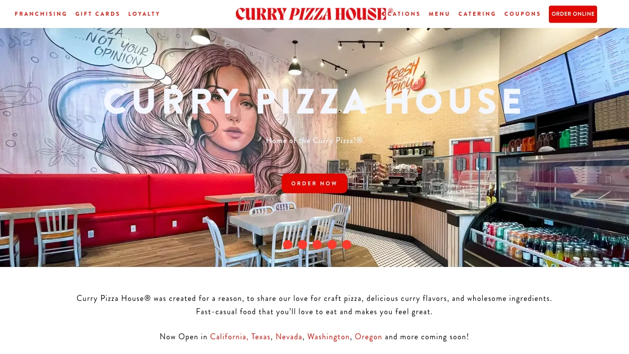 Screenshot of Curry Pizza House website