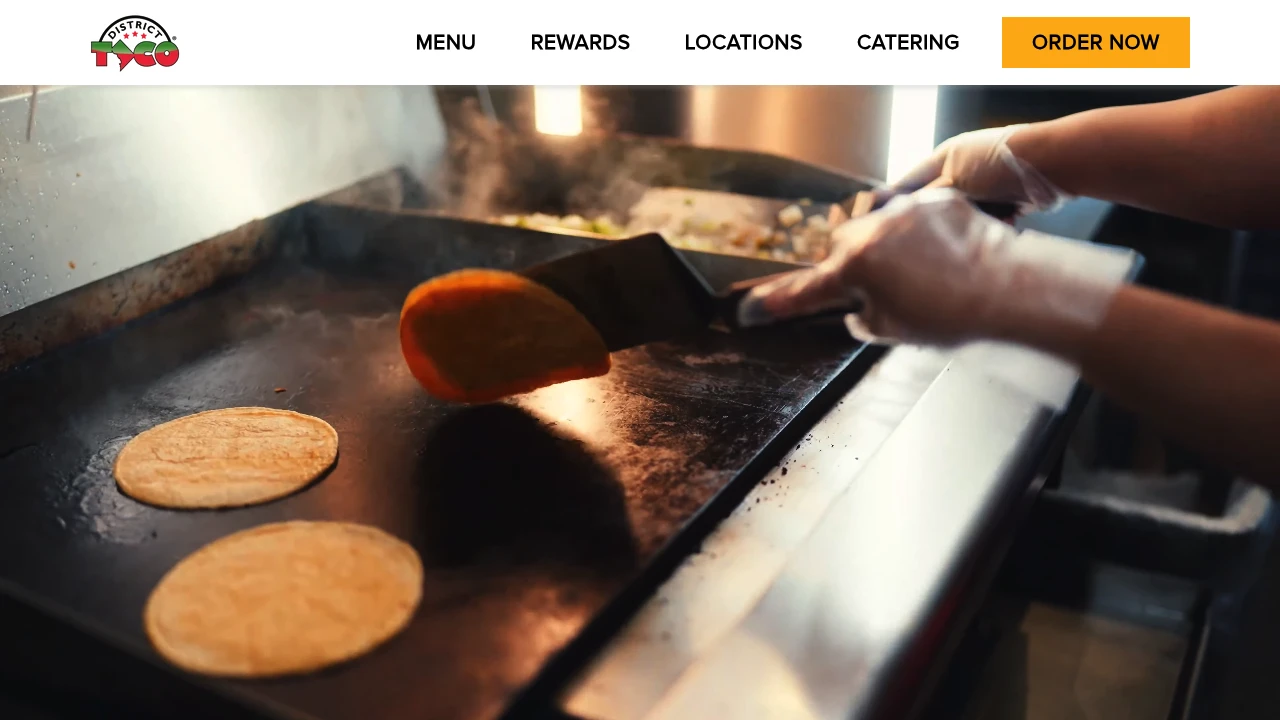 Screenshot of District Taco website