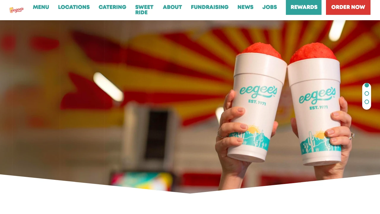Screenshot of Eegee's website