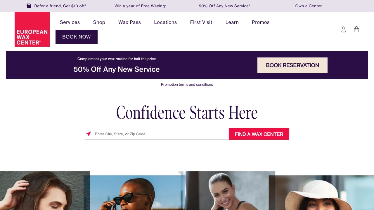 Screenshot of European Wax Center website