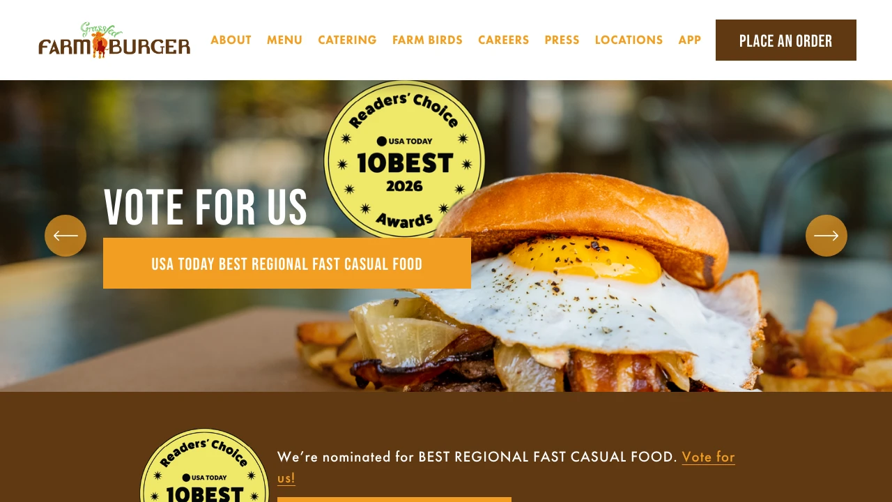 Screenshot of Farm Burger website