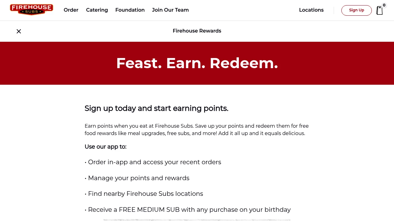 Screenshot of Firehouse Subs website