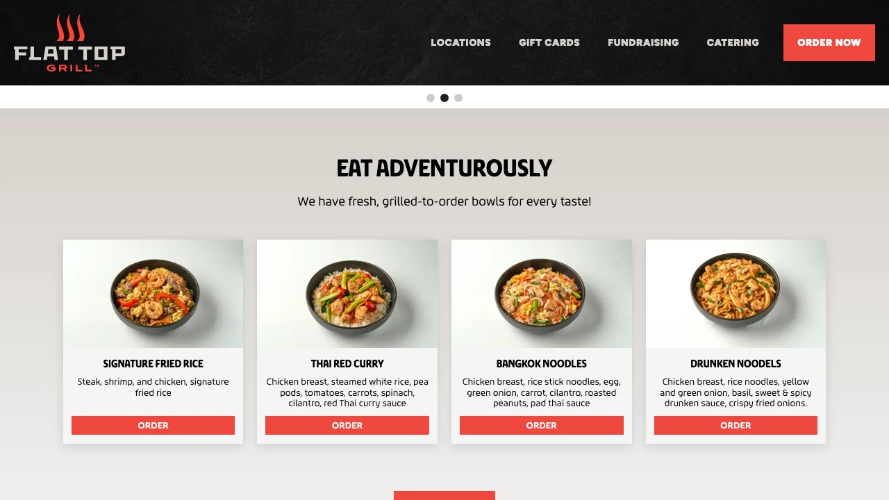 Screenshot of Flat Top Grill website