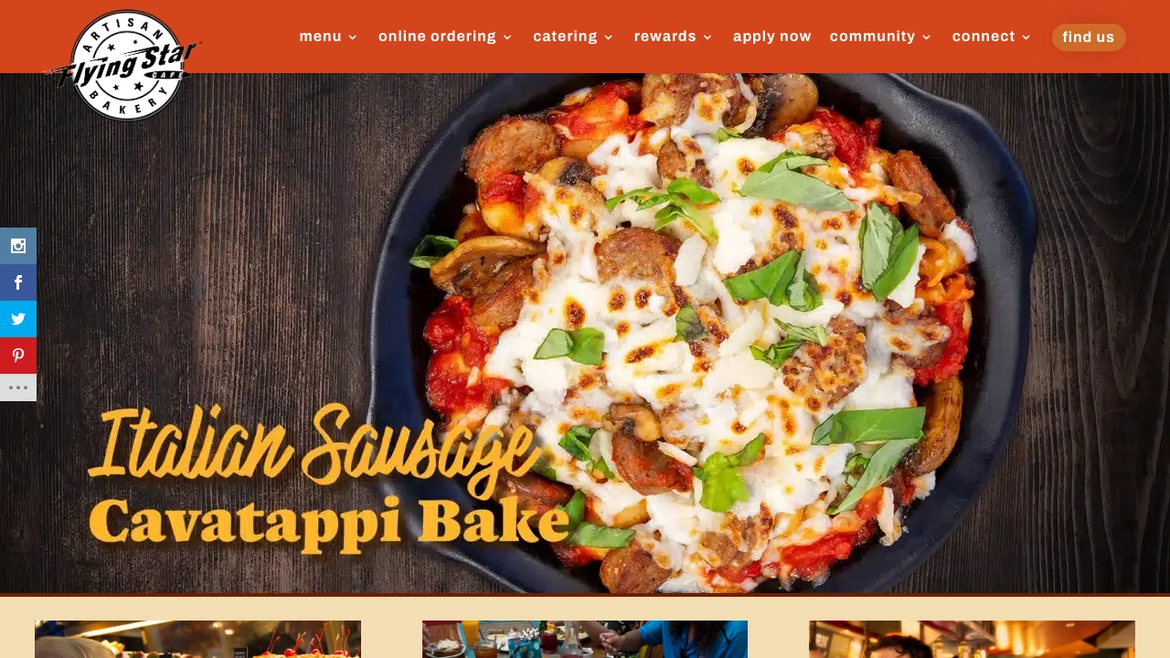 Screenshot of Flying Star Cafe website