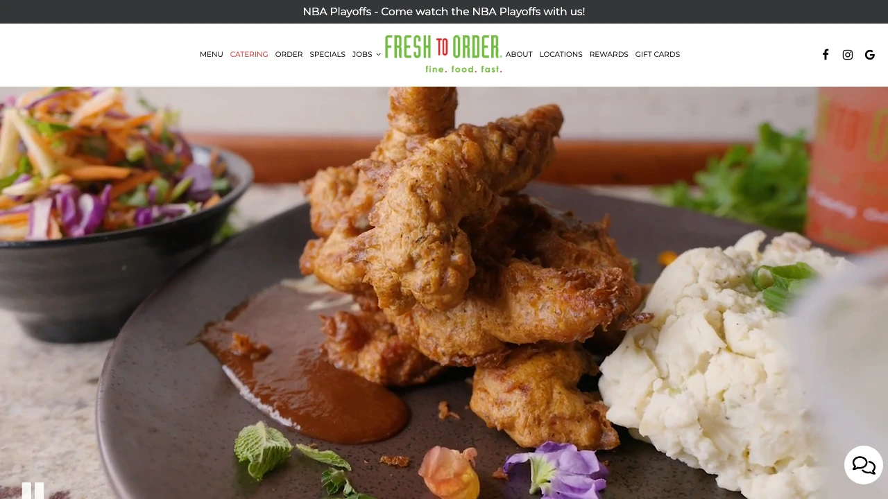 Screenshot of Fresh to Order website