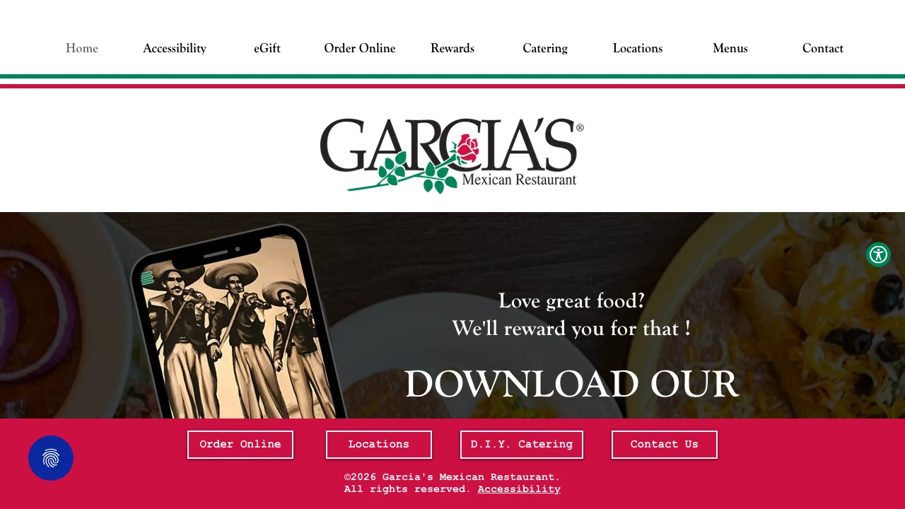 Screenshot of Garcia's Mexican website