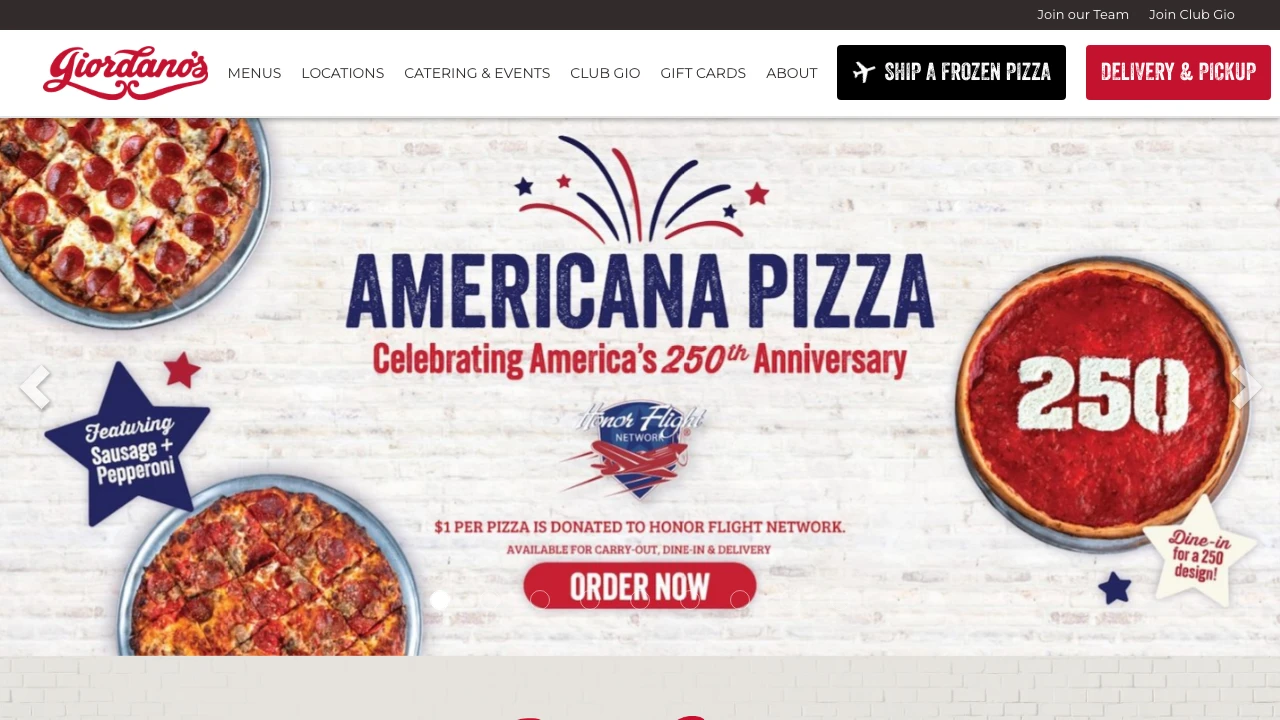 Screenshot of Giordano's website