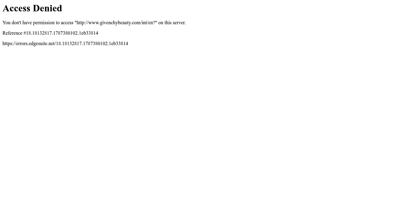 Screenshot of Givenchy Beauty website