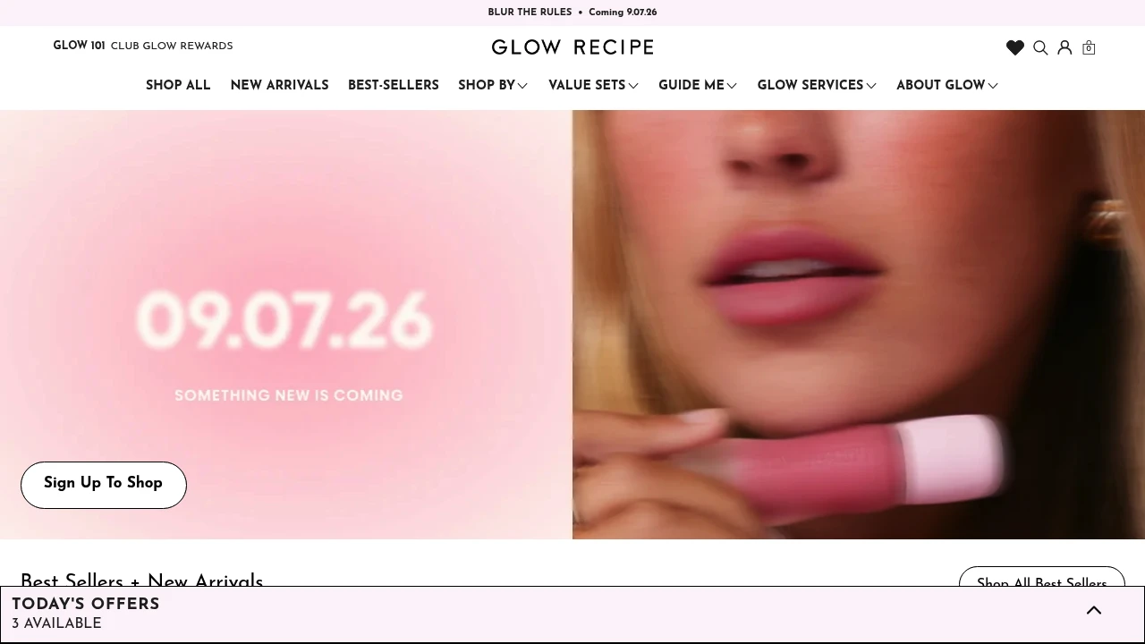 Screenshot of Glow Recipe website