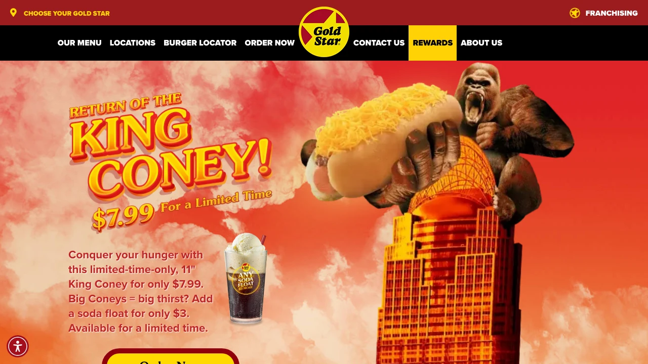 Screenshot of Gold Star Chili website