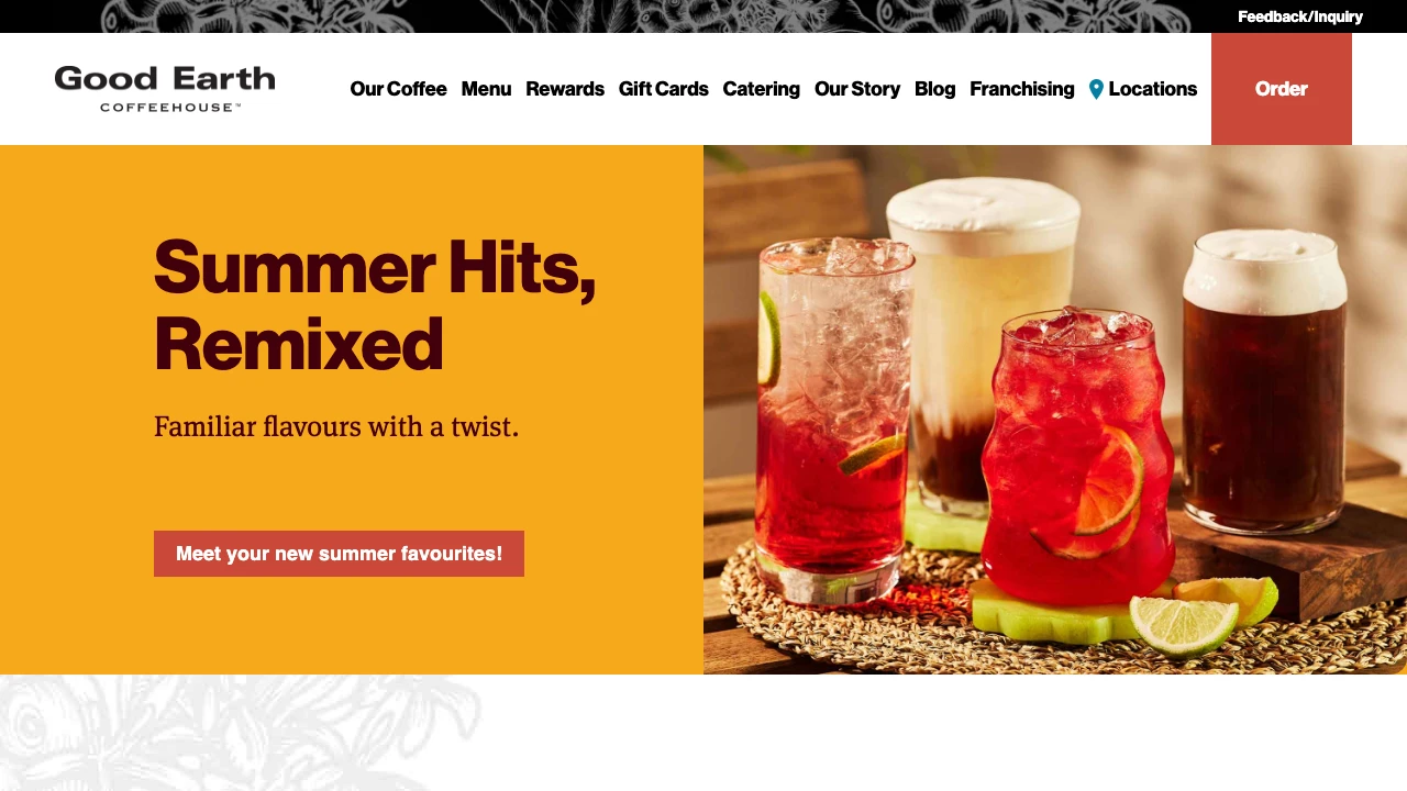 Screenshot of Good Earth Coffeehouse website