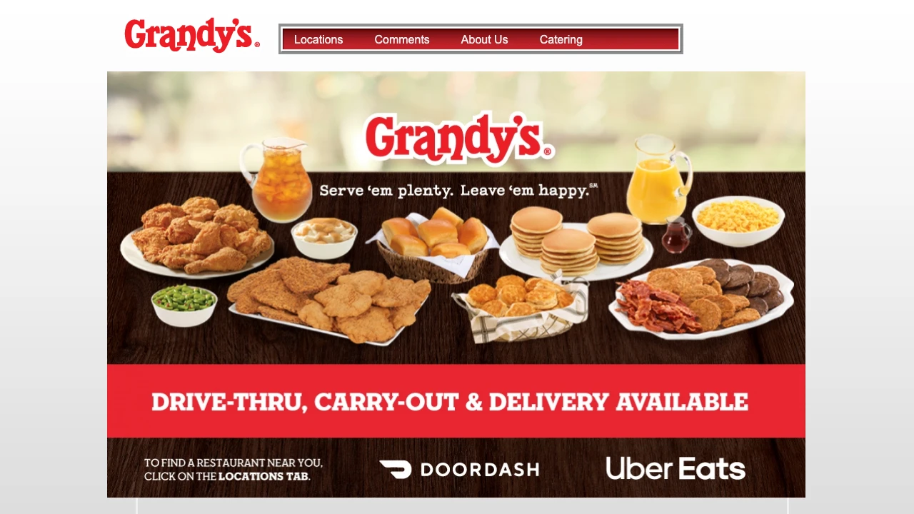Screenshot of Grandy's website