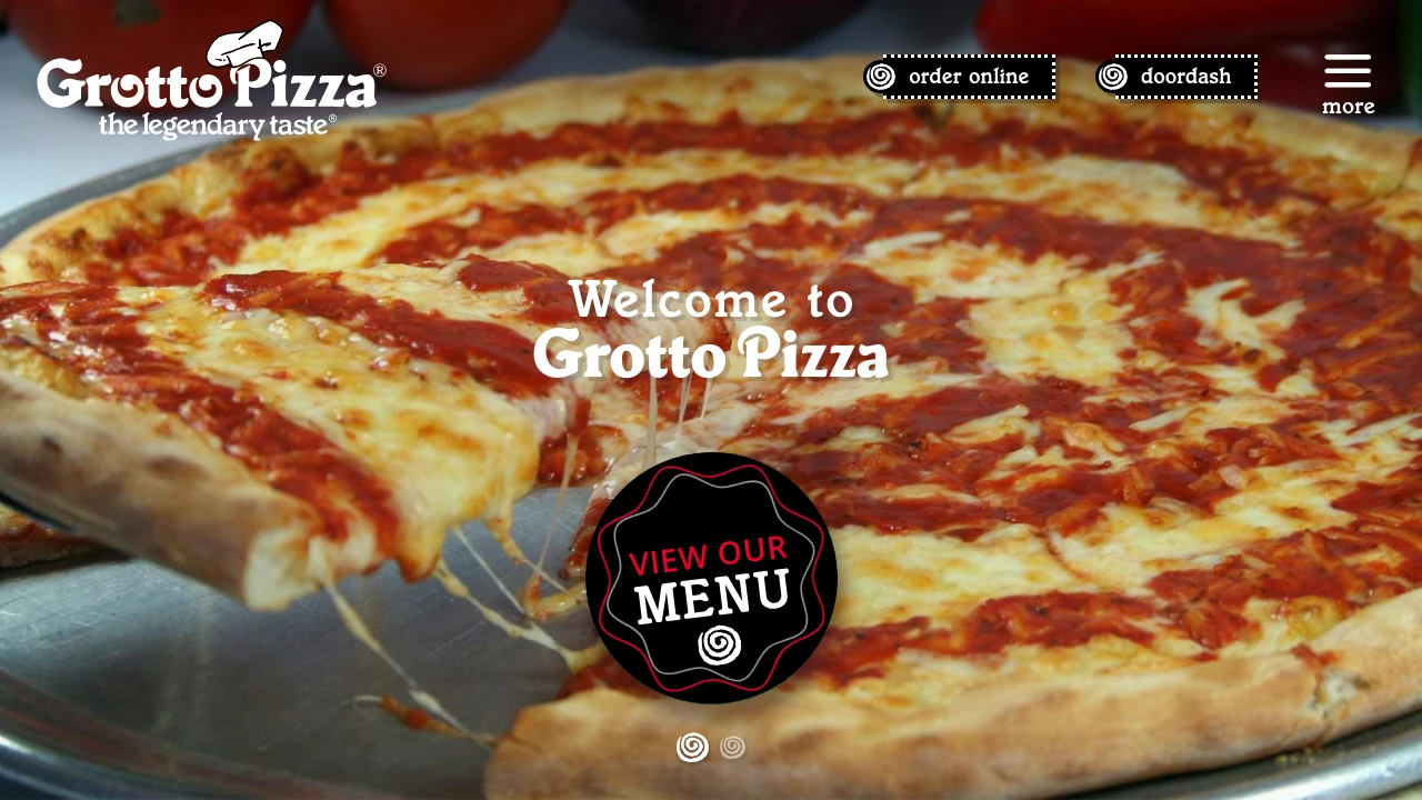 Screenshot of Grotto Pizza website