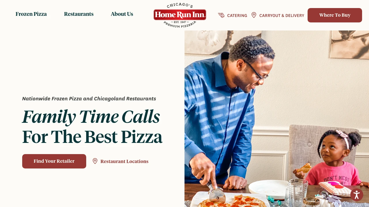 Screenshot of Home Run Inn Pizza website