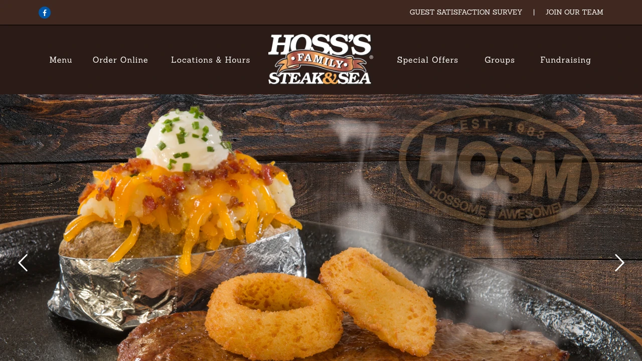 Screenshot of Hoss's Steak & Sea House website