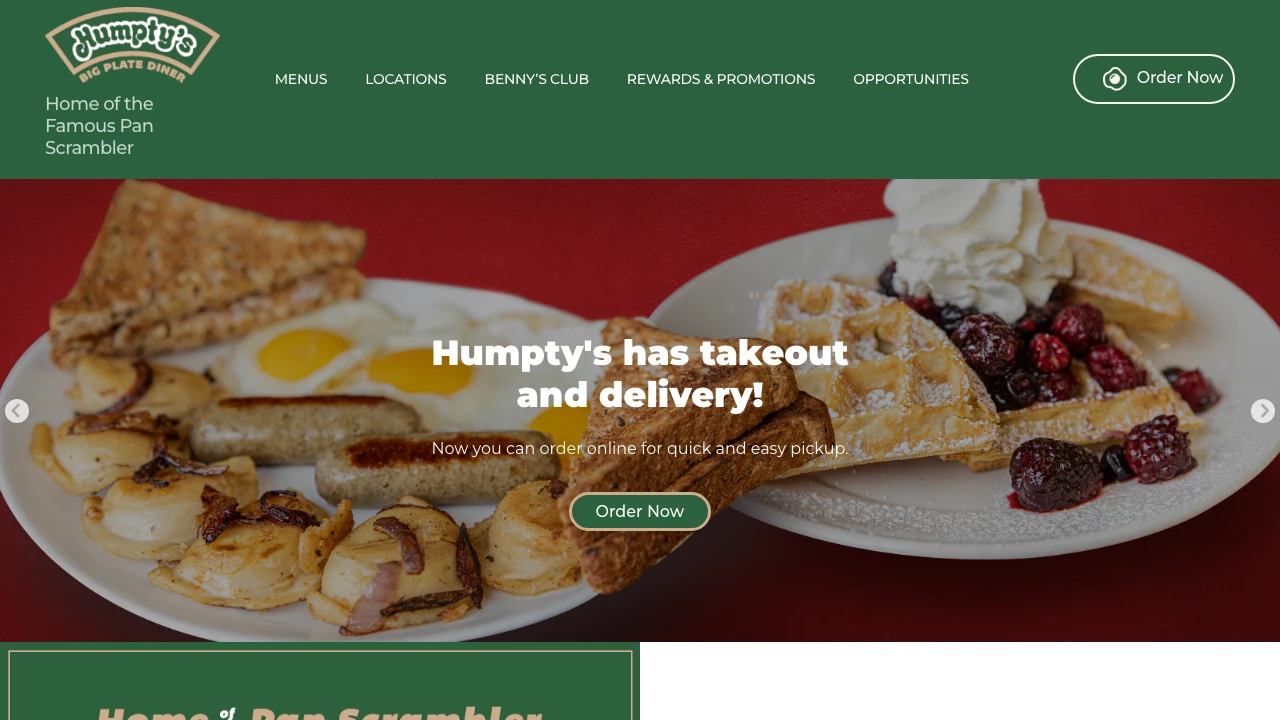 Screenshot of Humpty's website
