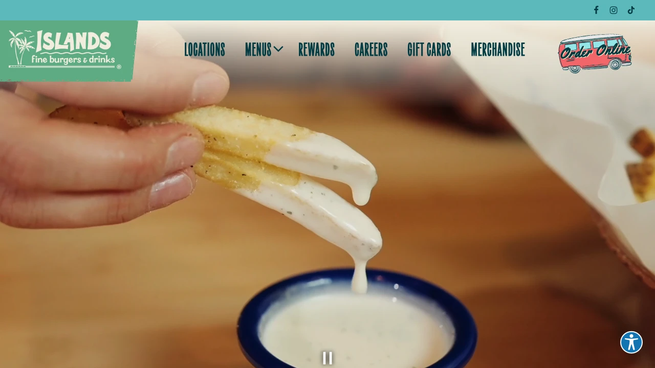 Screenshot of Islands Fine Burgers website