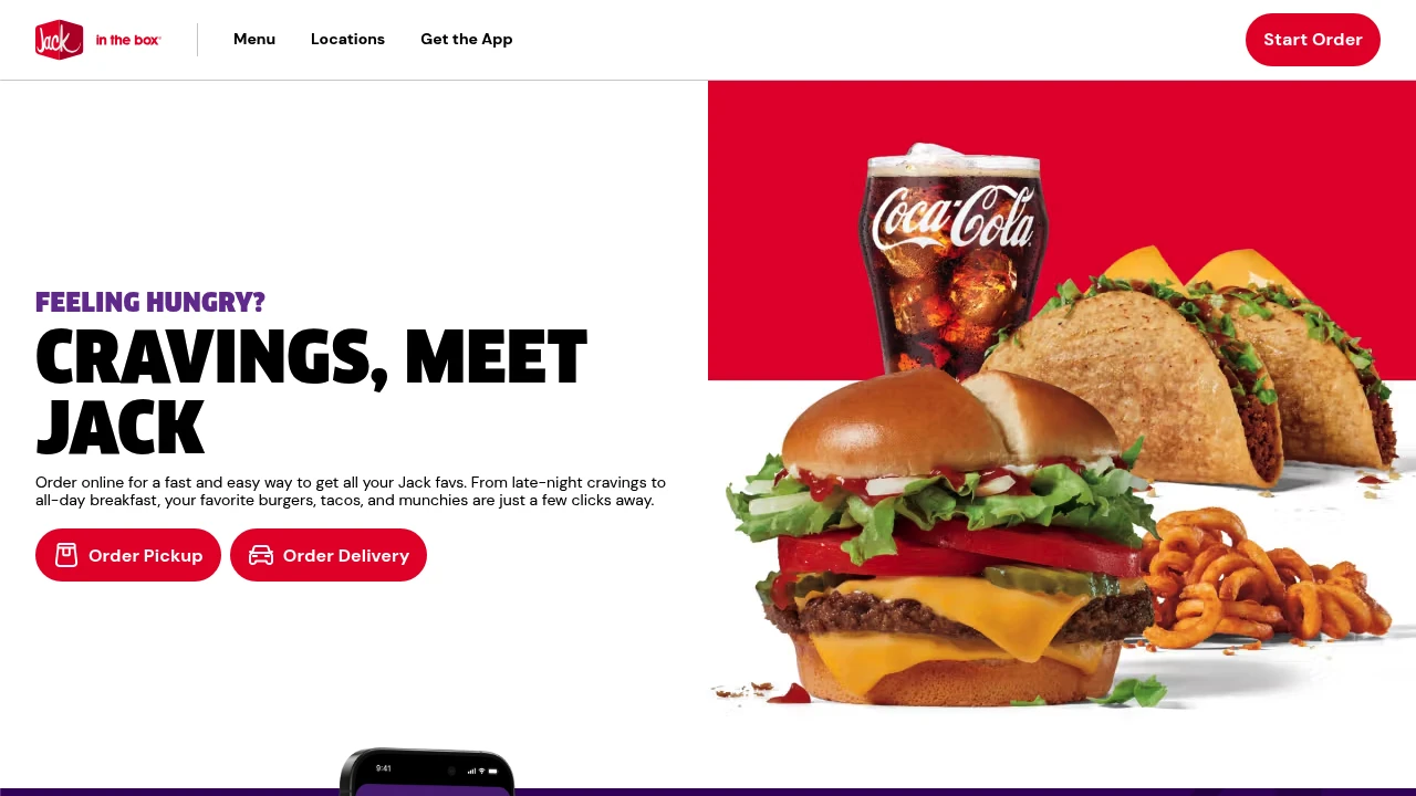 Screenshot of Jack in the Box website