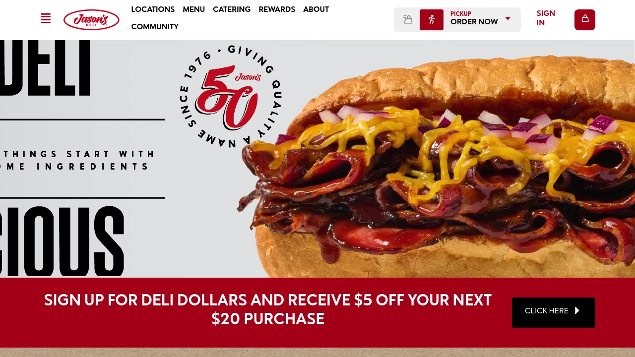 Screenshot of Jason's Deli website