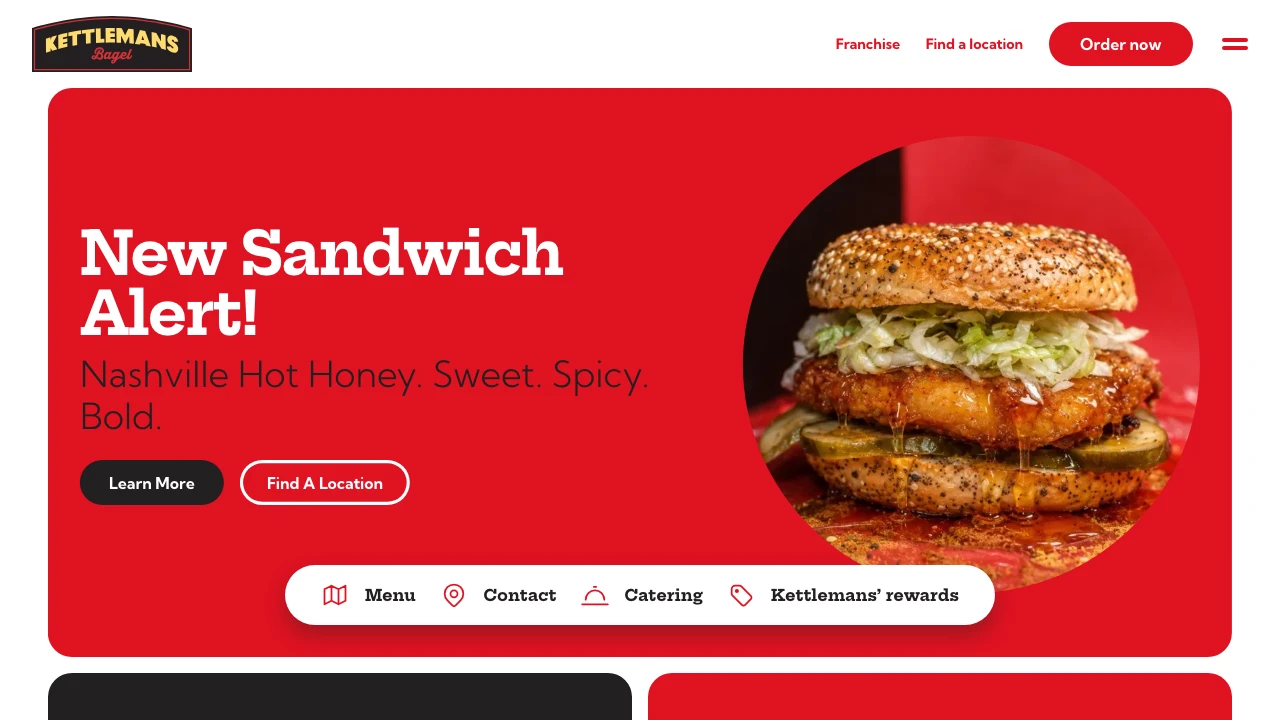 Screenshot of Kettleman's Bagel website