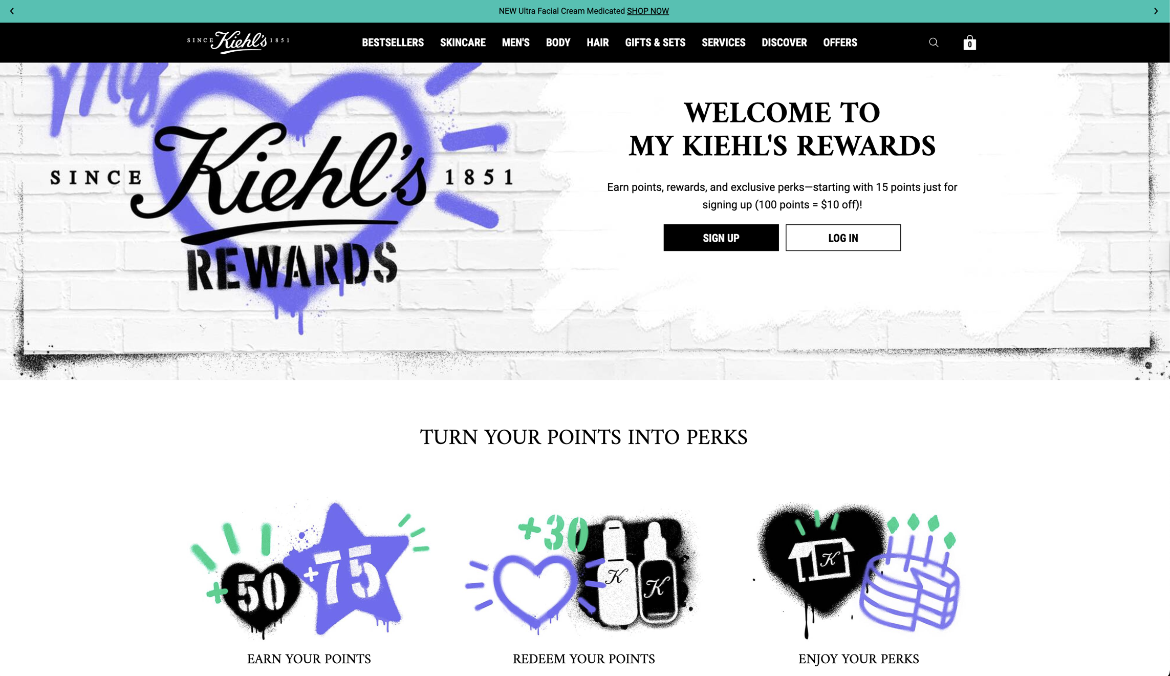 Screenshot of Kiehl's website