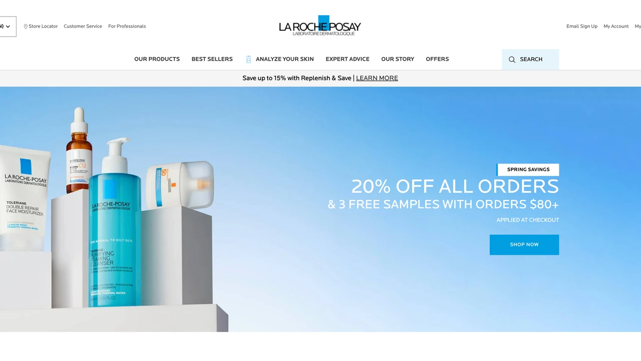 Screenshot of La Roche-Posay website
