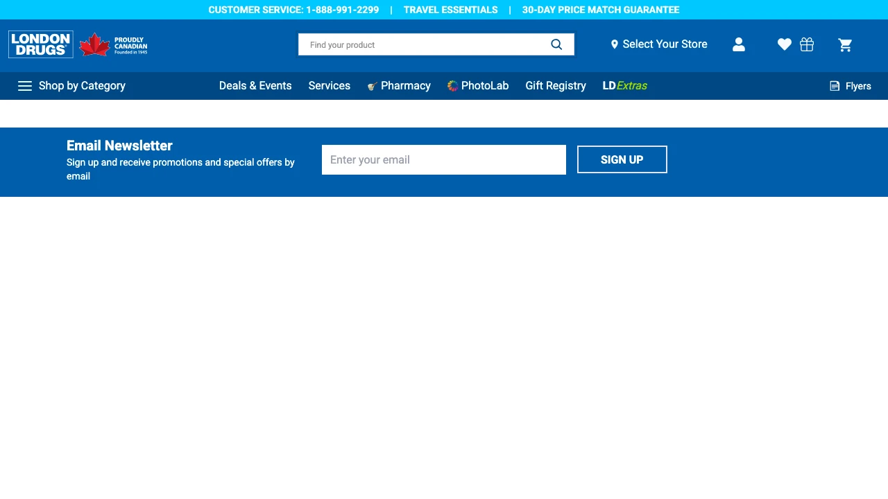Screenshot of London Drugs website