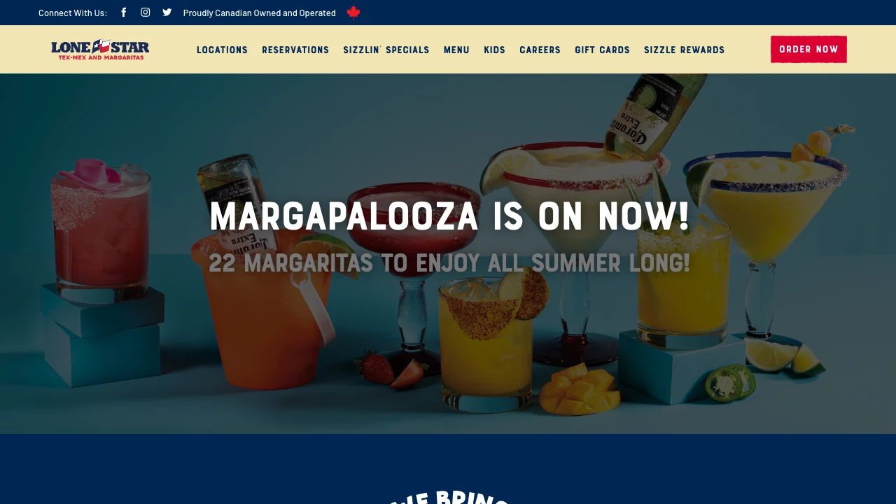 Screenshot of Lone Star Texas Grill website