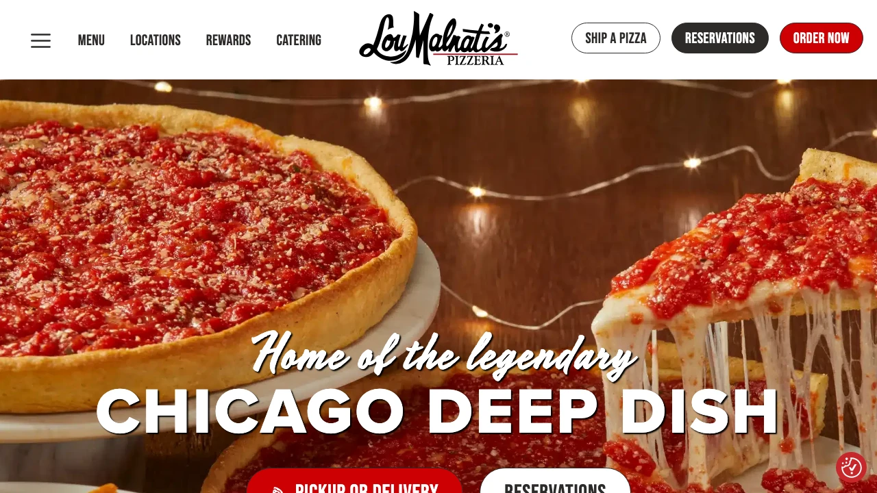 Screenshot of Lou Malnati's Pizzeria website