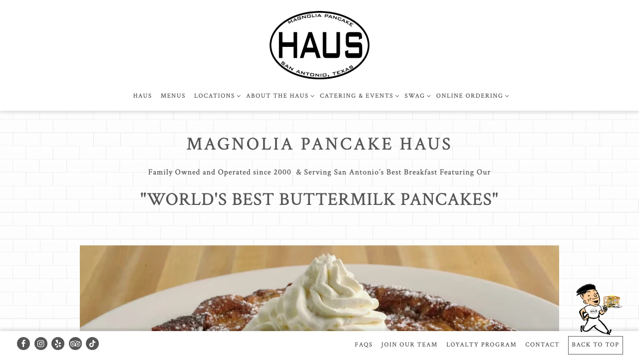 Screenshot of Magnolia Pancake Haus website