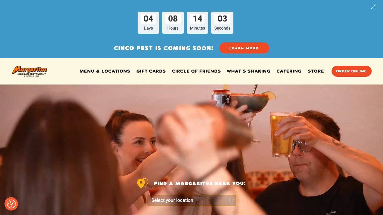Screenshot of Margaritas Mexican Restaurant website