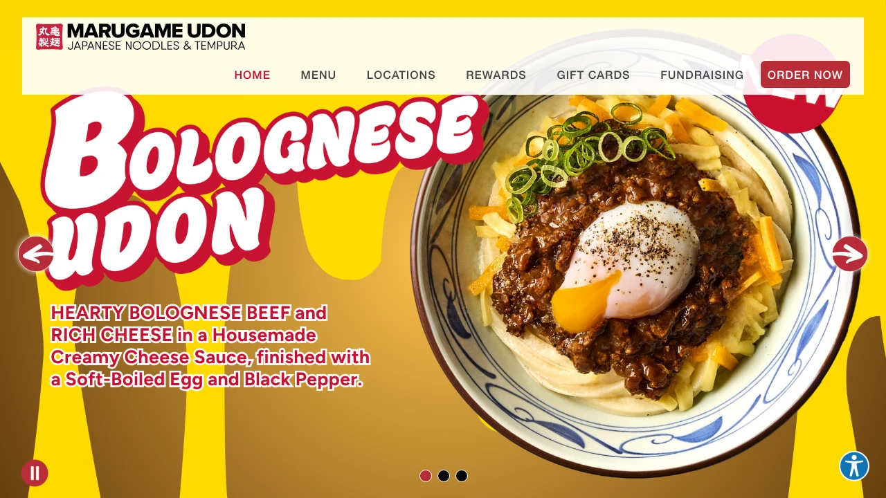 Screenshot of Marugame Udon website